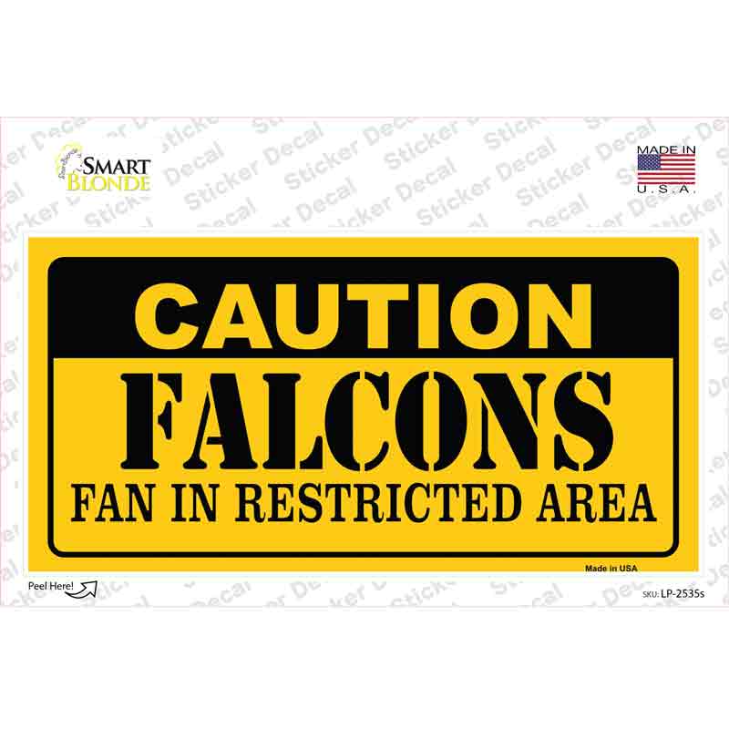 Caution Falcons Novelty Sticker Decal