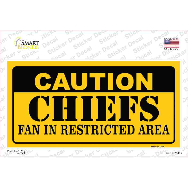 Caution Chiefs Novelty Sticker Decal