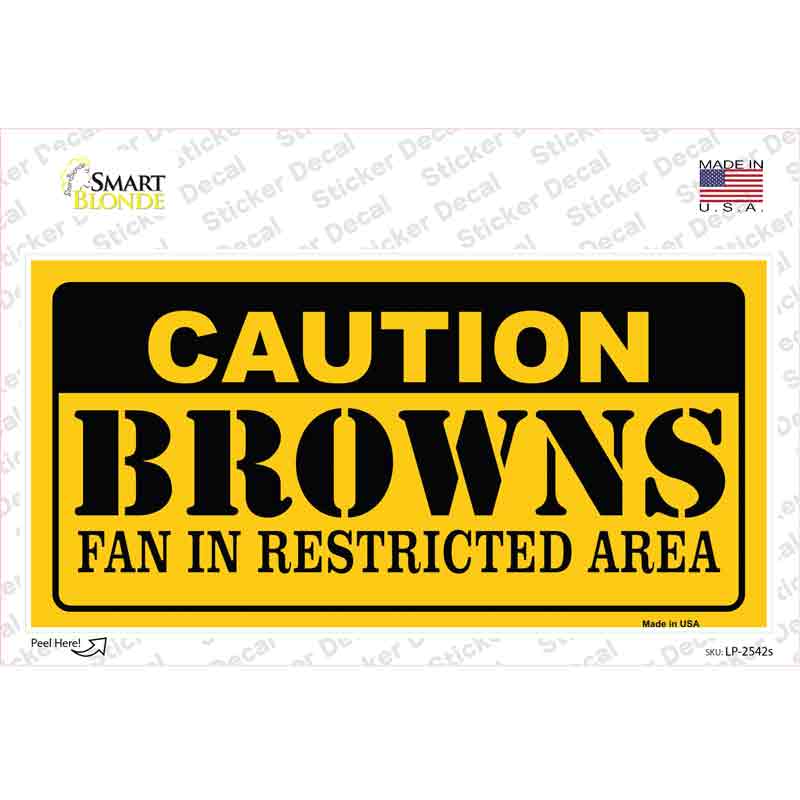 Caution Browns Novelty Sticker Decal