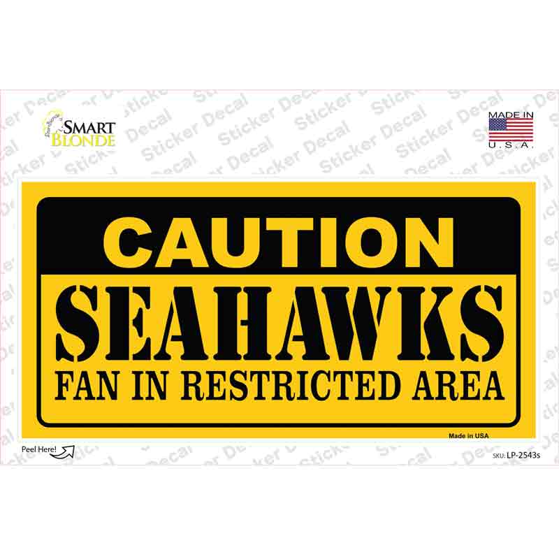 Caution Seahawks Novelty Sticker Decal