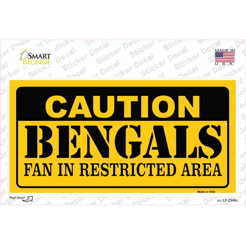 Caution Bengals Novelty Sticker Decal