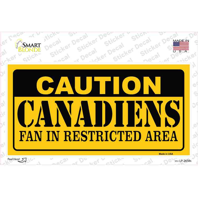 Caution Canadiens Novelty Sticker Decal