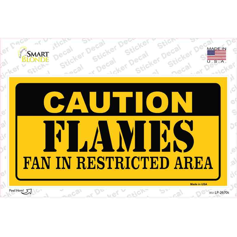 Caution Flames Novelty Sticker Decal
