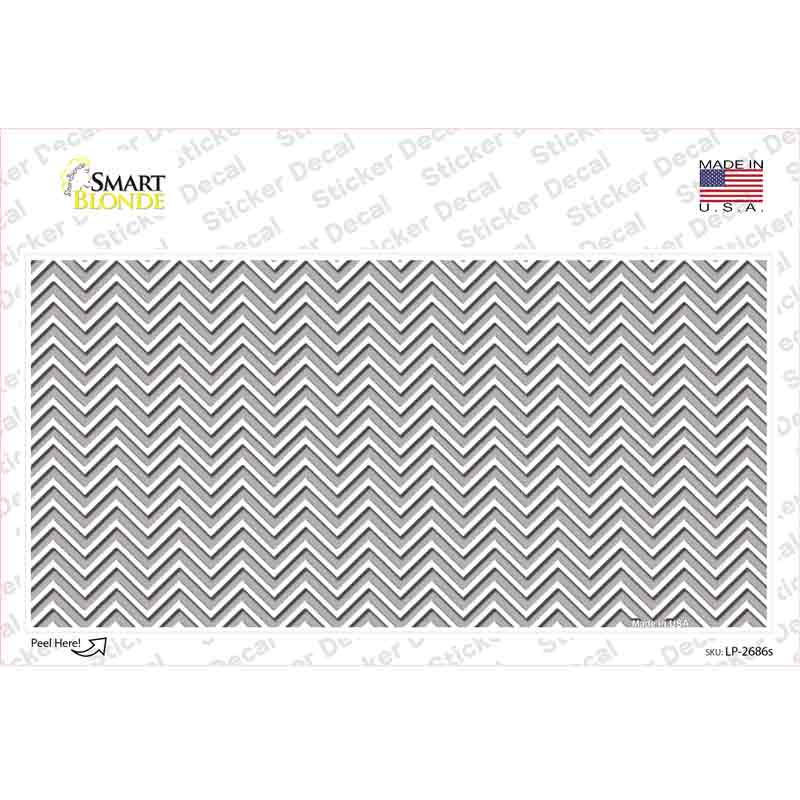 Grey White Chevron Novelty Sticker Decal