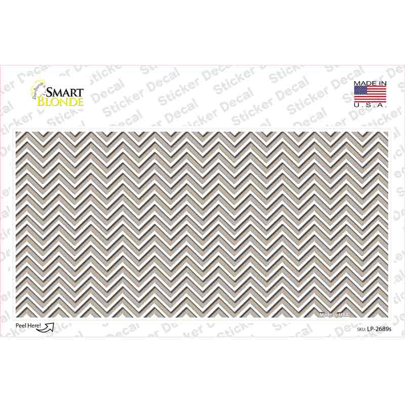 Tan White Chevron Novelty Sticker Decal