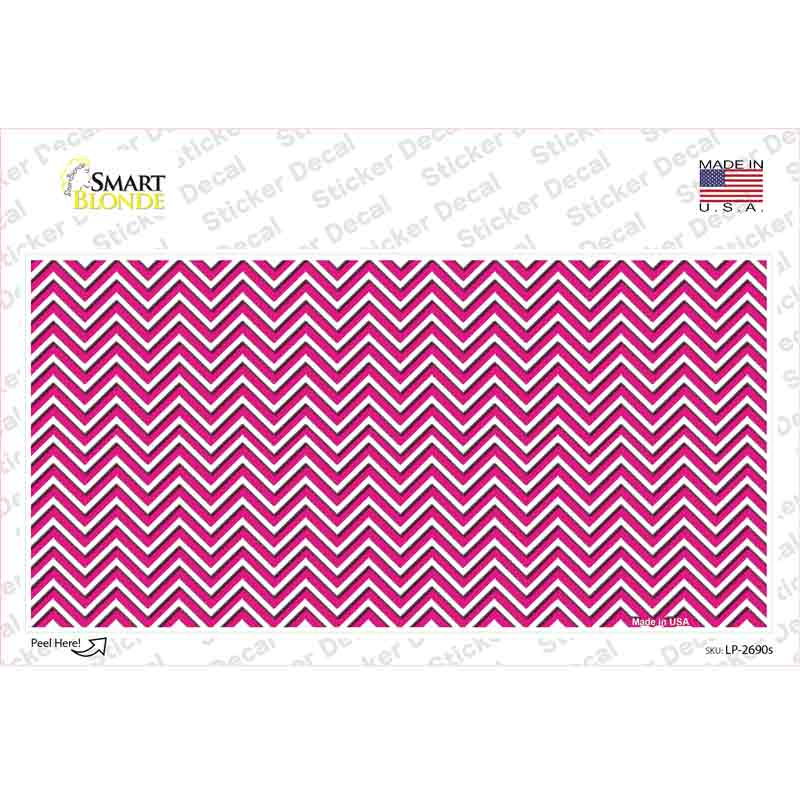 Pink White Chevron Novelty Sticker Decal