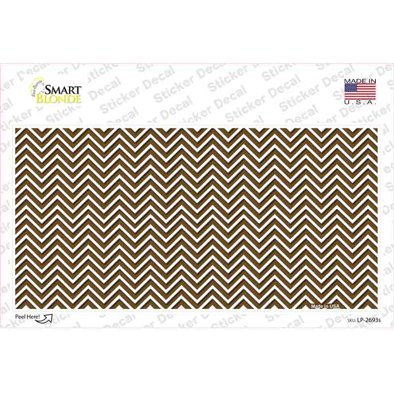 Brown White Chevron Novelty Sticker Decal