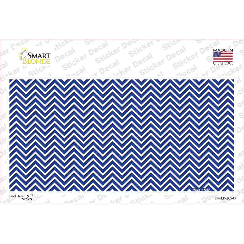 Blue White Chevron Novelty Sticker Decal
