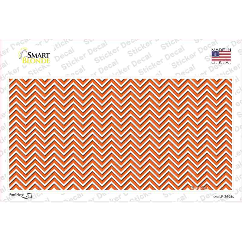 Orange White Chevron Novelty Sticker Decal