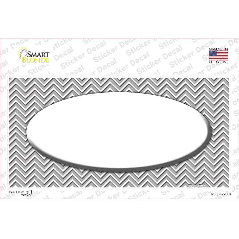 Grey White Chevon White Oval Novelty Sticker Decal