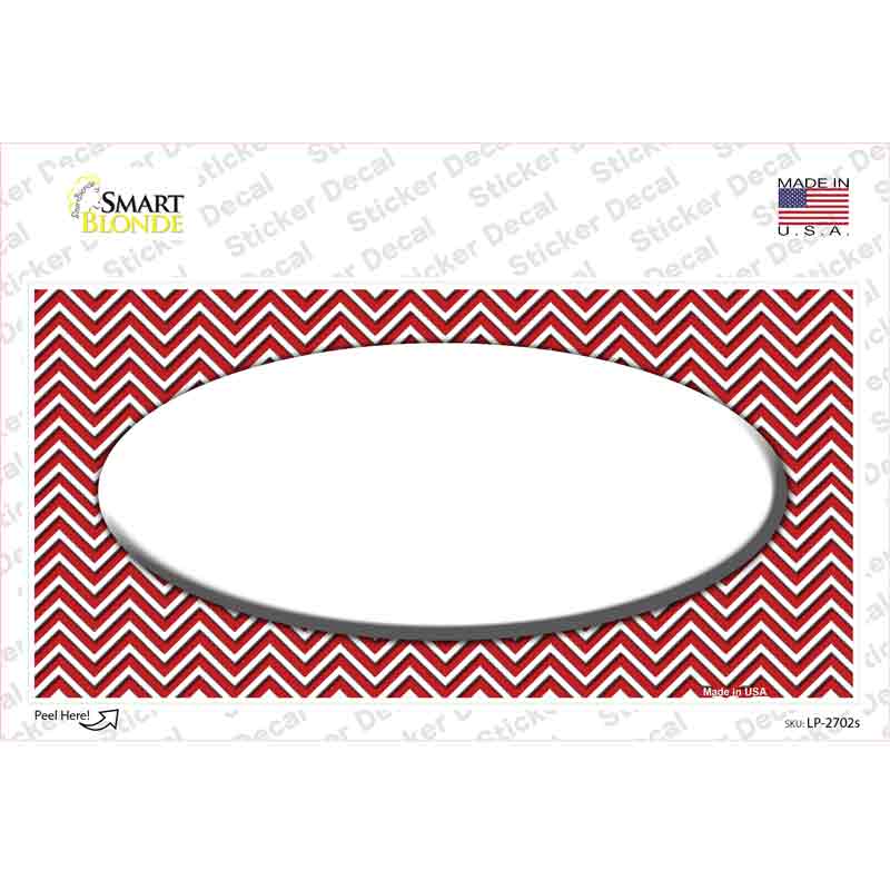 Red White Chevon White Center Oval Novelty Sticker Decal