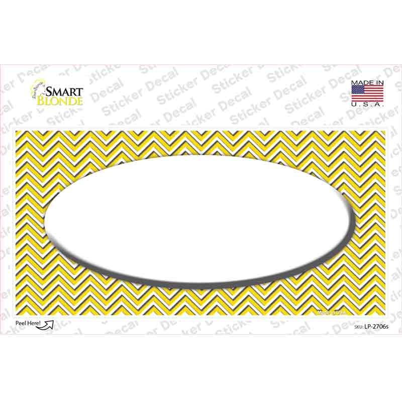 Yellow White Chevon White Center Oval Novelty Sticker Decal