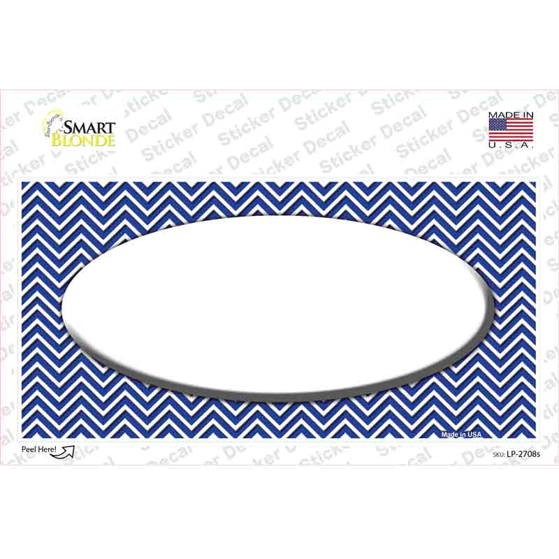 Blue White Chevon White Center Oval Novelty Sticker Decal