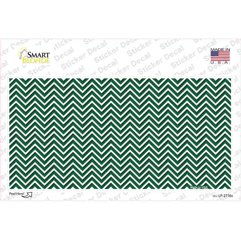 Green White Chevron Novelty Sticker Decal
