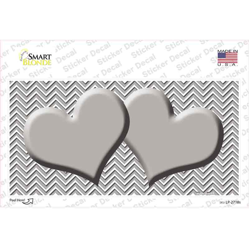 Grey White Chevon Grey Center Hearts Novelty Sticker Decal