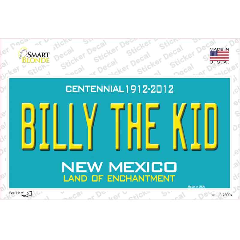 Billy The Kid New Mexico Teal Novelty Sticker Decal