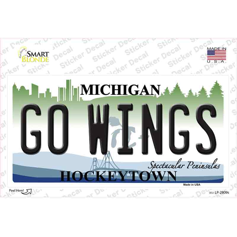 Go Wings Michigan State Novelty Sticker Decal