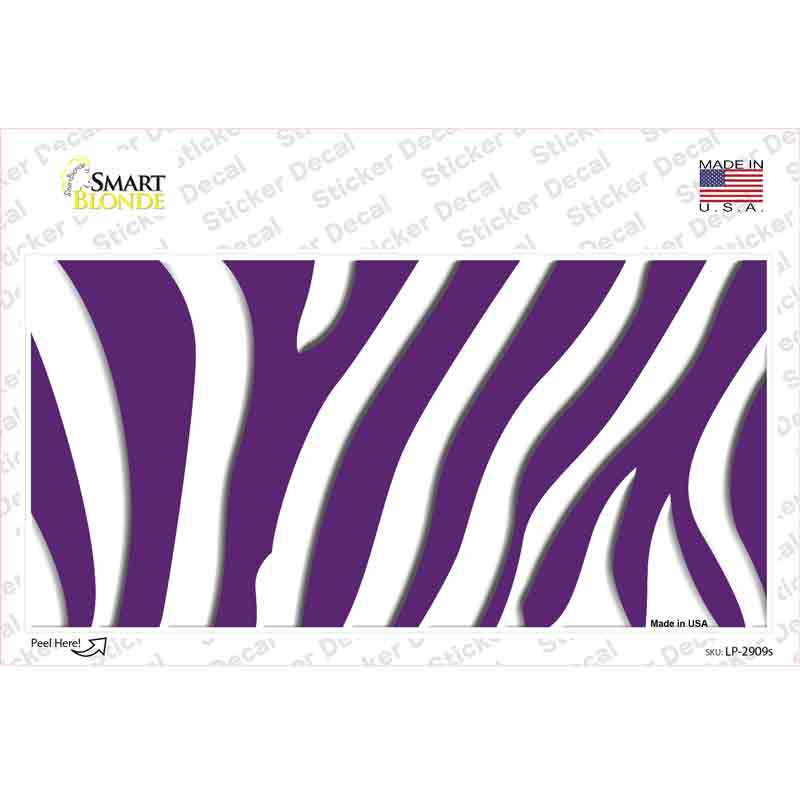 Purple White Zebra Novelty Sticker Decal