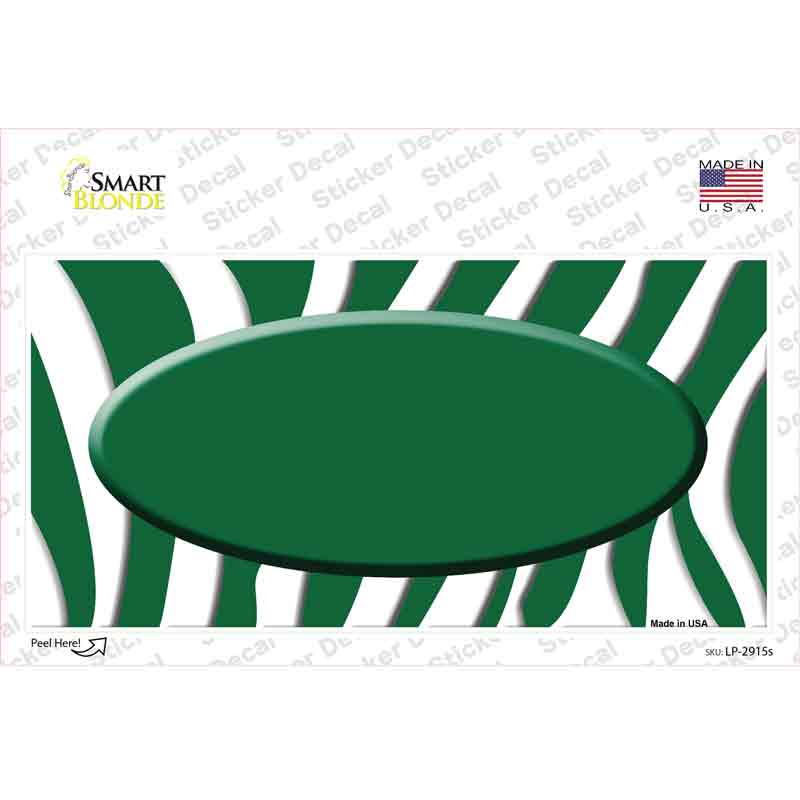 Green White Zebra Green Center Oval Novelty Sticker Decal