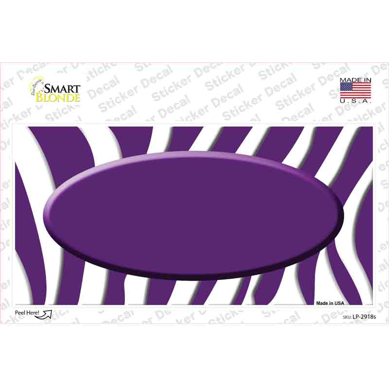 Purple White Zebra Purple Center Oval Novelty Sticker Decal