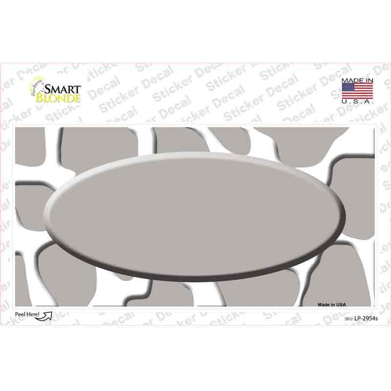 Grey White Giraffe Grey Center Oval Novelty Sticker Decal