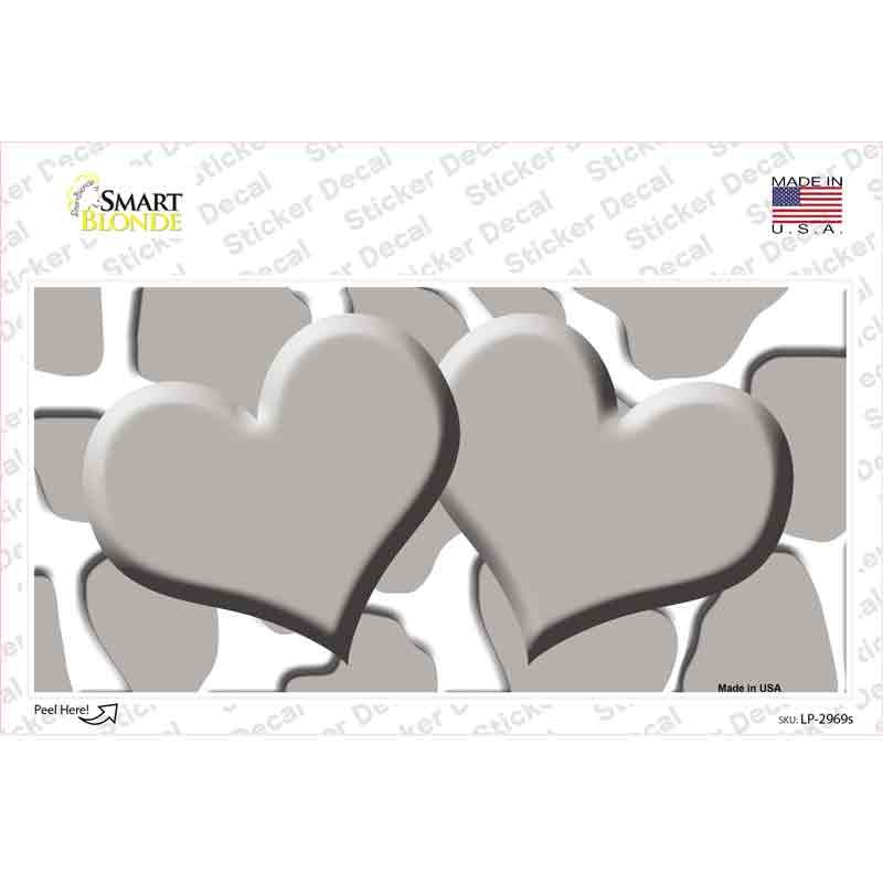 Grey White Giraffe Grey Centered Hearts Novelty Sticker Decal