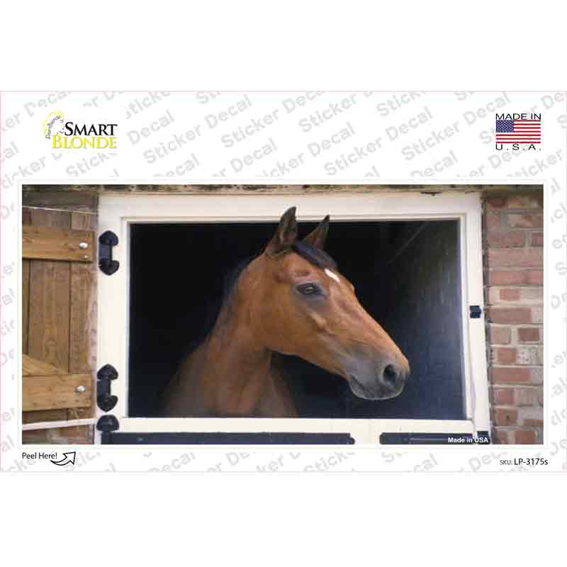 Horse In Barn Novelty Sticker Decal