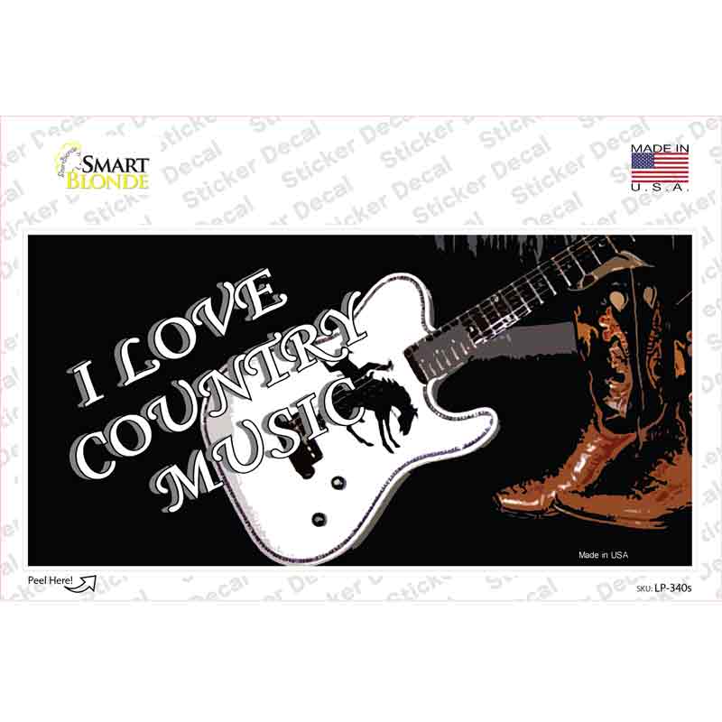 I Love Country Music Novelty Sticker Decal