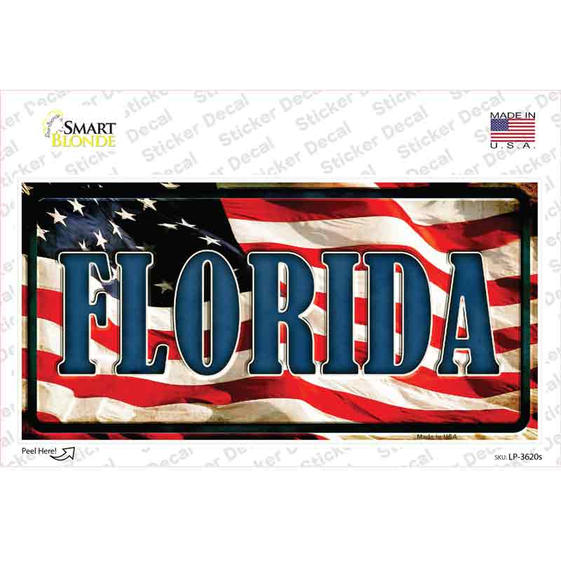 Florida on American Flag Novelty Sticker Decal