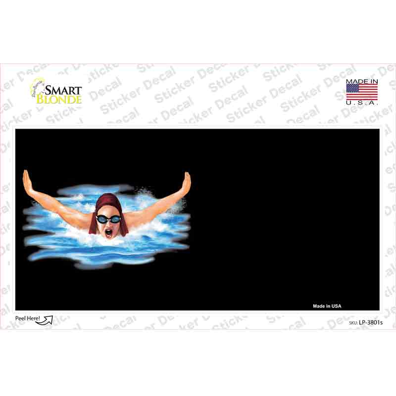 Female Swimmer Offset Novelty Sticker Decal