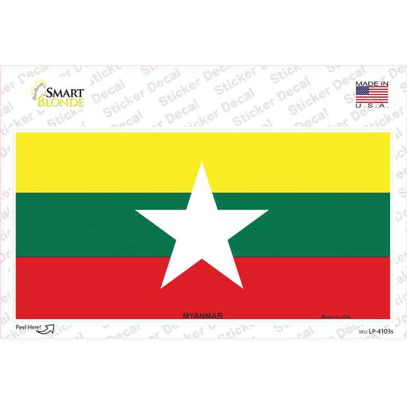 Myanmar Flag Novelty Sticker Decal