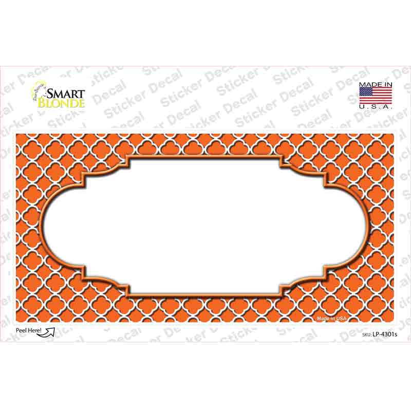 Orange White Quatrefoil Center Scallop Novelty Sticker Decal