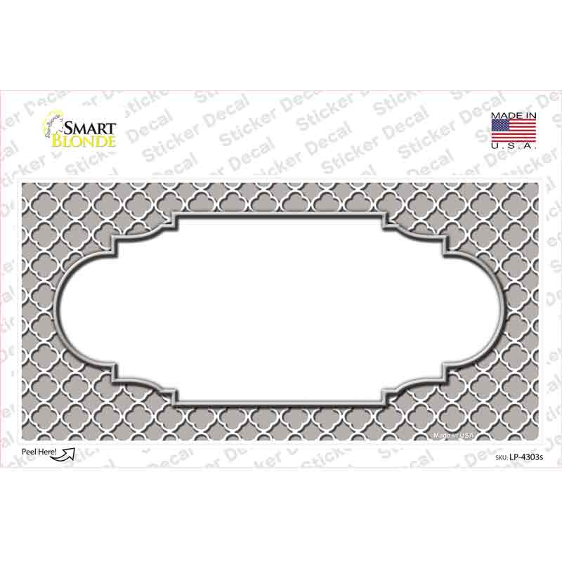 Grey White Quatrefoil Center Scallop Novelty Sticker Decal