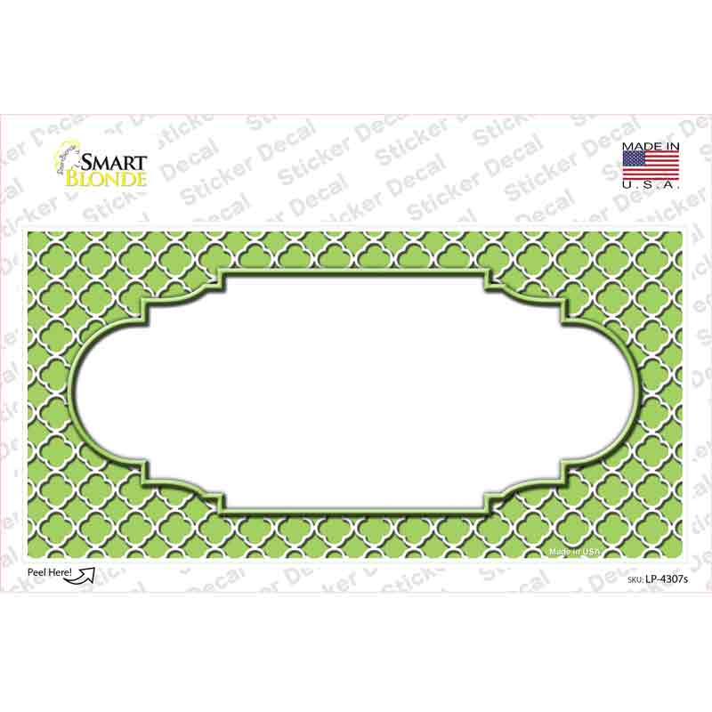 Lime Green White Quatrefoil Center Scallop Novelty Sticker Decal