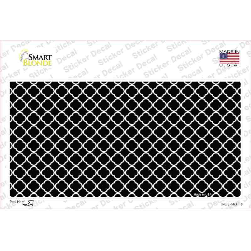 Black White Quatrefoil Novelty Sticker Decal