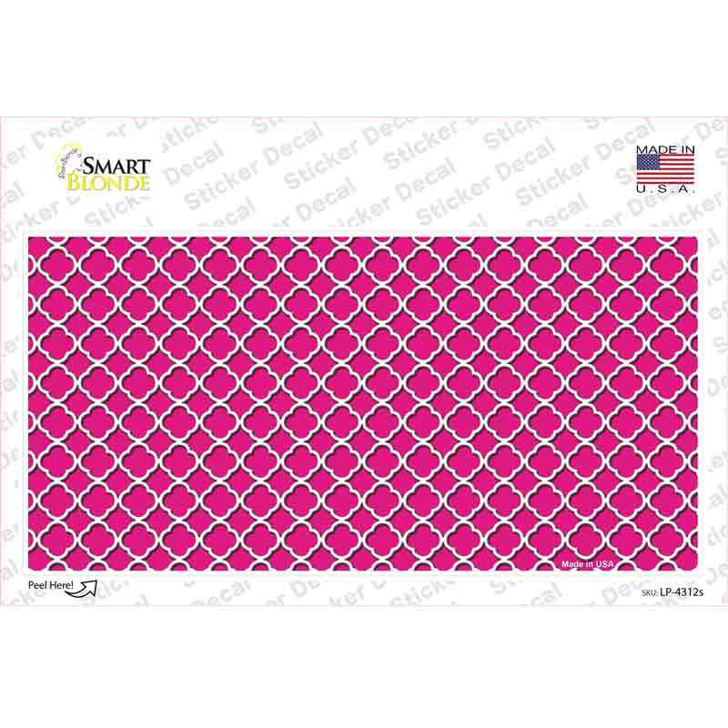 Pink White Quatrefoil Novelty Sticker Decal
