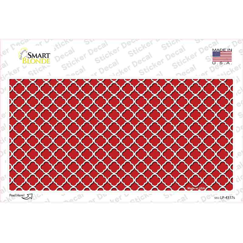 Red White Quatrefoil Novelty Sticker Decal