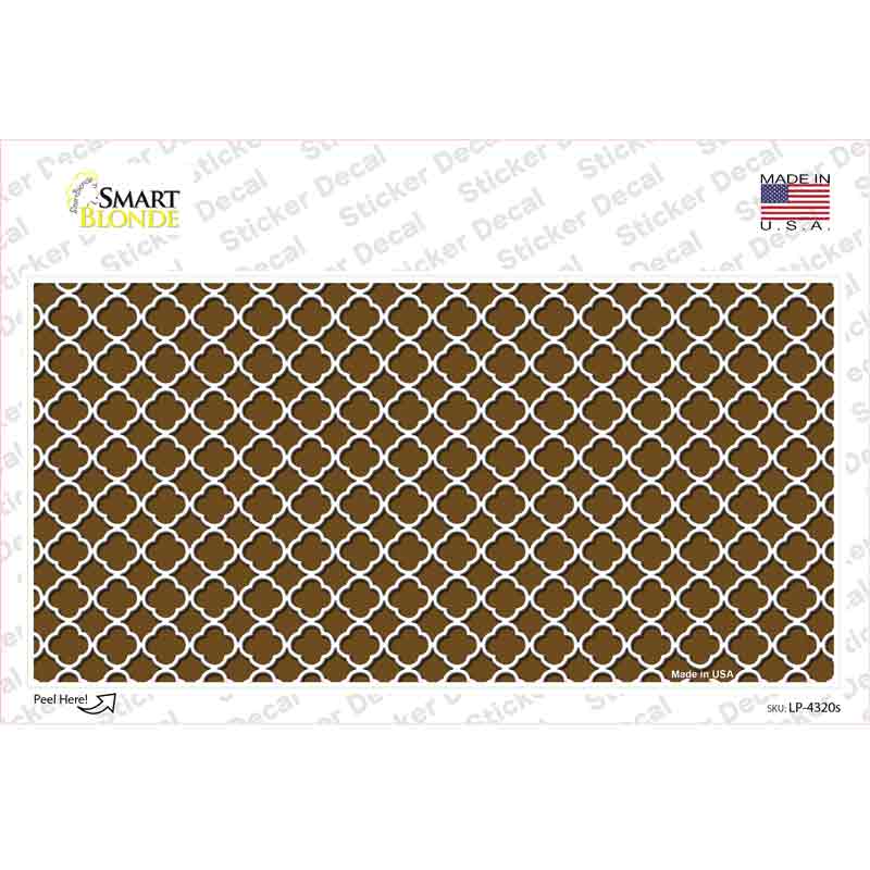 Brown White Quatrefoil Novelty Sticker Decal