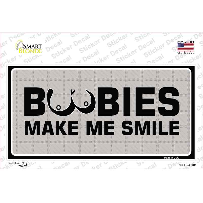 Boobies Make Me Smile Novelty Sticker Decal