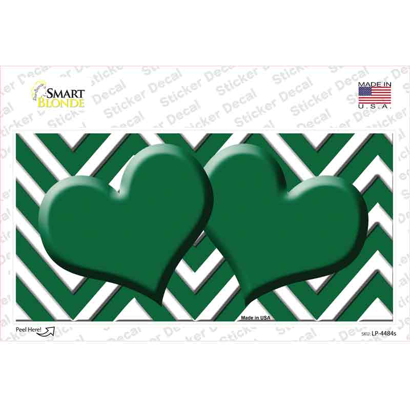 Green Chevron Hearts Novelty Sticker Decal