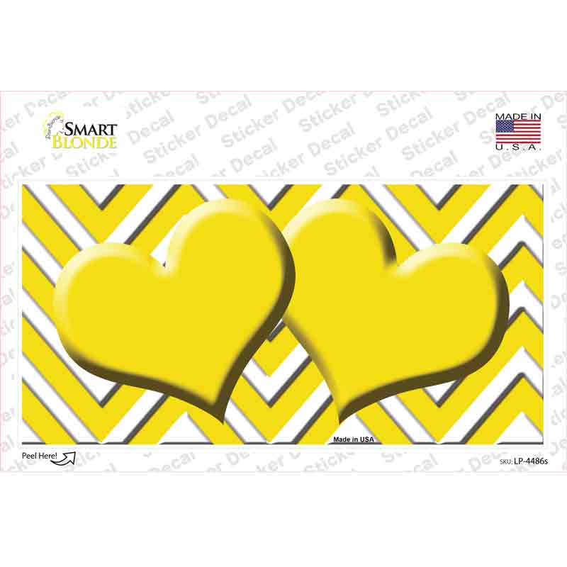 Yellow Chevron Hearts Novelty Sticker Decal