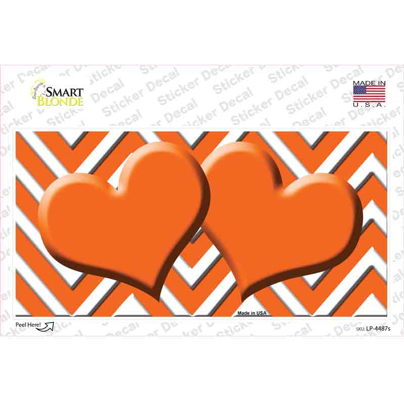 Orange Chevron Hearts Novelty Sticker Decal