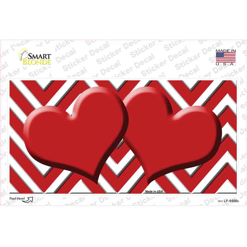 Red Chevron Hearts Novelty Sticker Decal