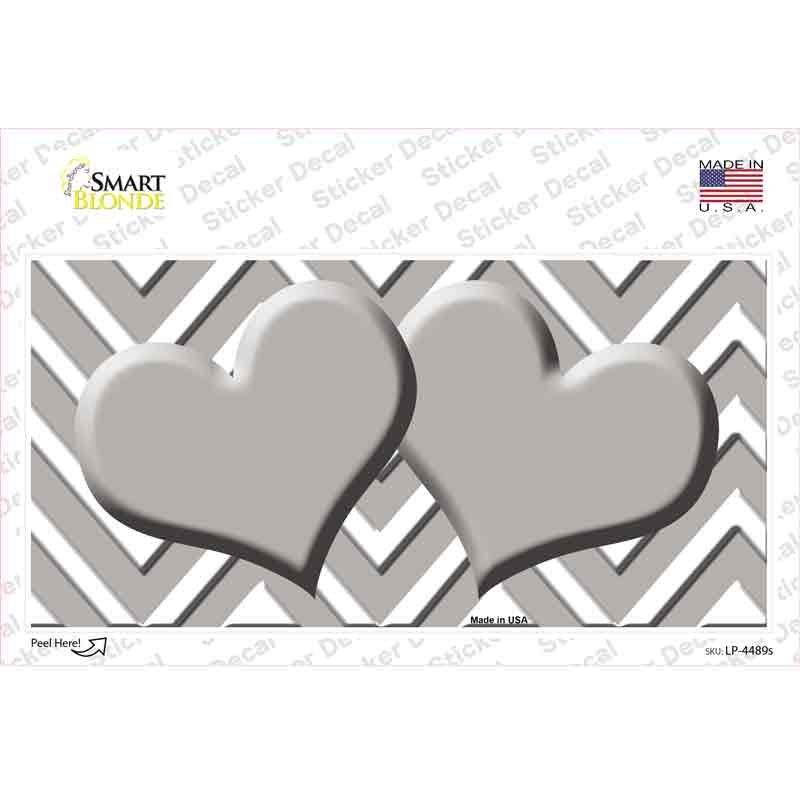 Grey White Chevron Grey Center Hearts Novelty Sticker Decal