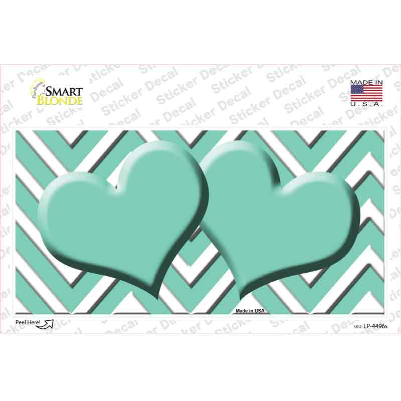 Mint Chevron Hearts Novelty Sticker Decal
