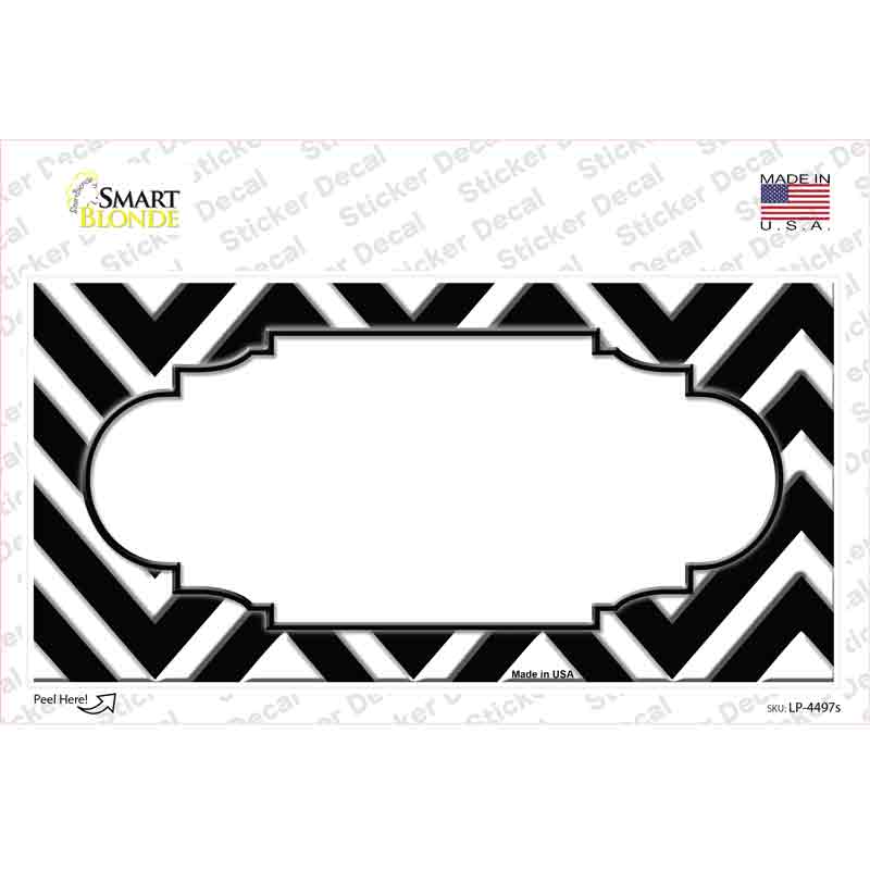 Black White Chevon Center Scallop Novelty Sticker Decal