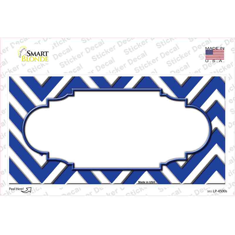 Blue White Chevron Center Scallop Novelty Sticker Decal