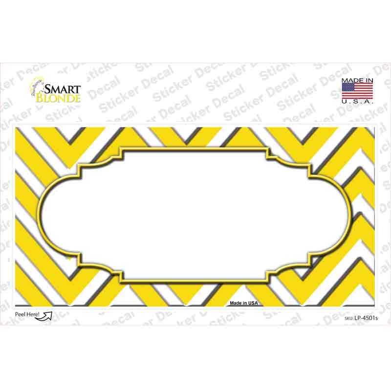 Yellow White Chevron Center Scallop Novelty Sticker Decal