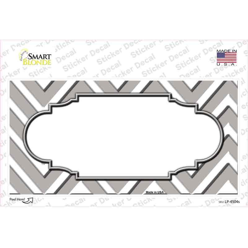 Grey White Chevron Center Scallop Novelty Sticker Decal