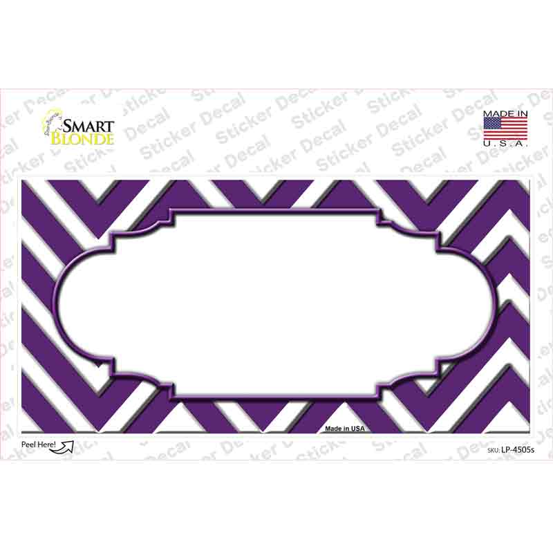 Purple White Chevron Center Scallop Novelty Sticker Decal
